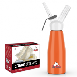 Ezywhip Cream Whipper 0.5L Orange and 10 Pack x 12 (120 Bulbs)